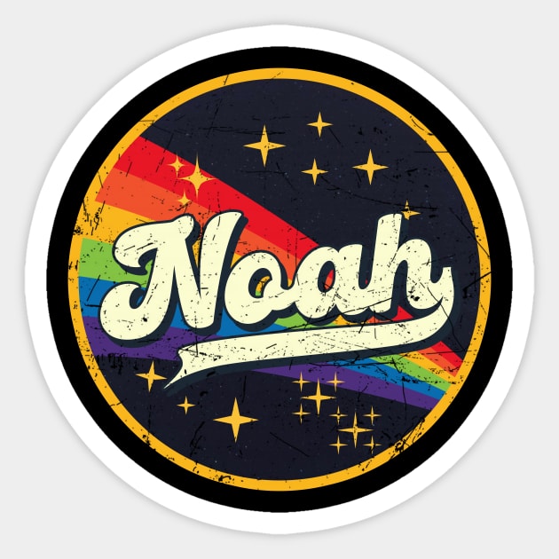 Noah // Rainbow In Space Vintage Grunge-Style Sticker by LMW Art